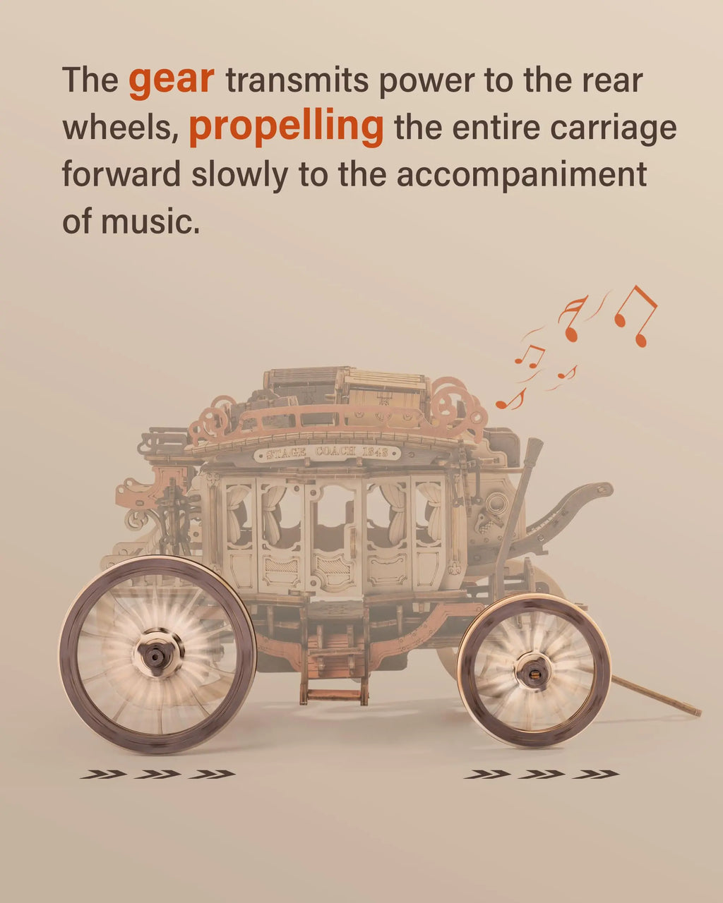 Build a Musical Stagecoach — ROKR Wooden Music Box 3D Mechanical Puzzle