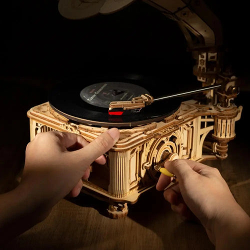 Build a Classic Gramophone That Plays Music — ROKR 1:1 Wooden Model Kit | 424 Pieces