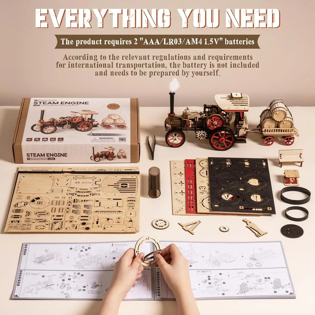 Build a Steam Locomotive That Actually Moves — ROKR 1:28 Mechanical Wooden Puzzle