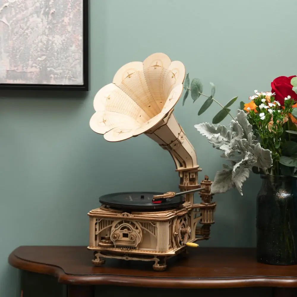 Build a Classic Gramophone That Plays Music — ROKR 1:1 Wooden Model Kit | 424 Pieces
