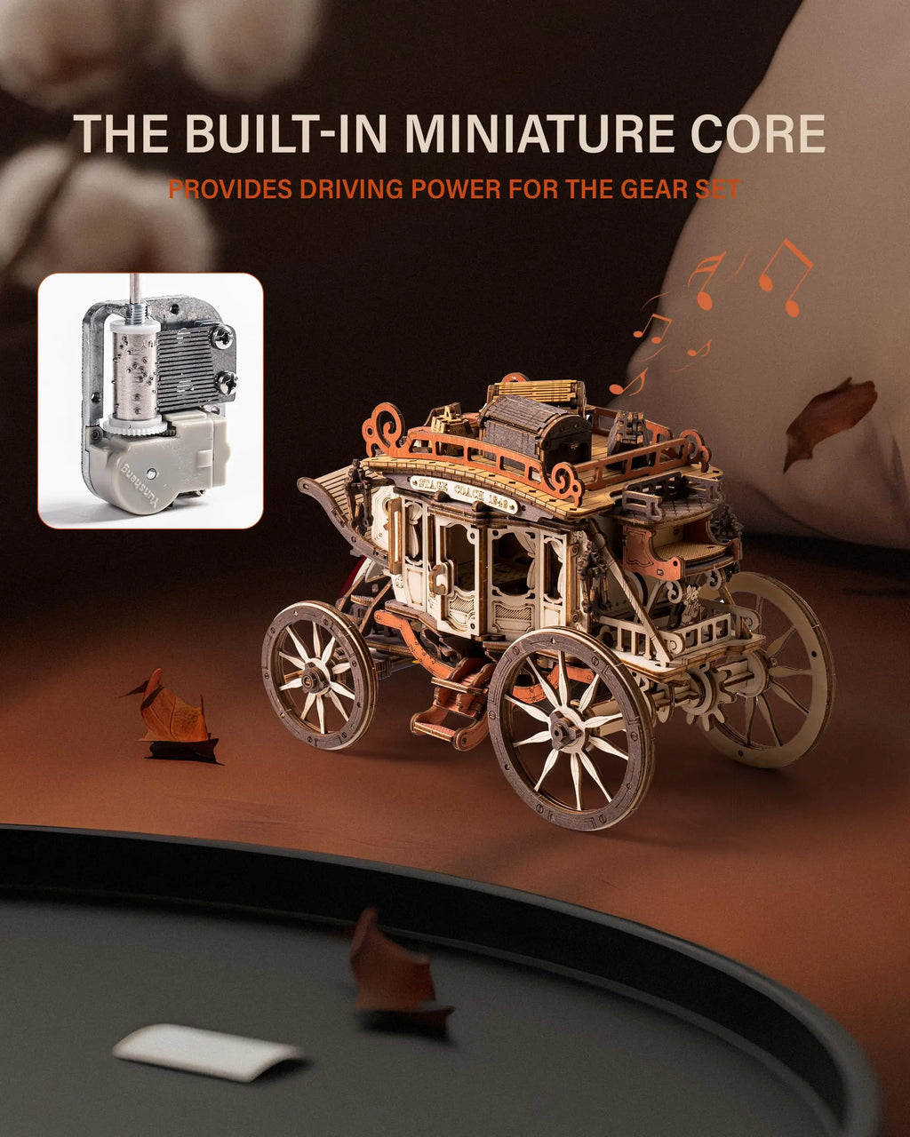 Build a Musical Stagecoach — ROKR Wooden Music Box 3D Mechanical Puzzle