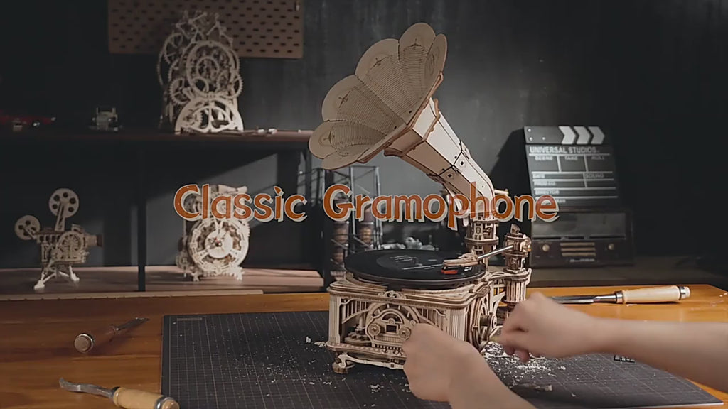 Build a Classic Gramophone That Plays Music — ROKR 1:1 Wooden Model Kit | 424 Pieces