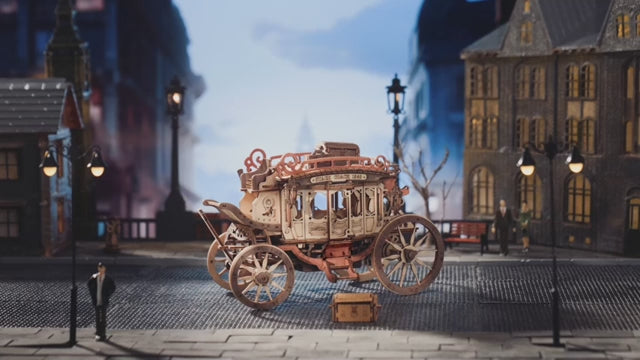 Build a Musical Stagecoach — ROKR Wooden Music Box 3D Mechanical Puzzle